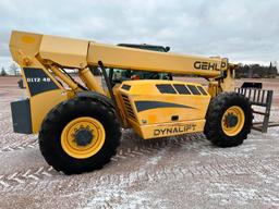 2013 Gehl DL 12-40 telehandler, cab w/heat, 4x4, 12,000 lb capacity, 40' lift, John Deere diesel