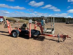 2006 JLG T350 electric powered towable boom lift, 35' lift, outriggers, ball hitch, operational, 597