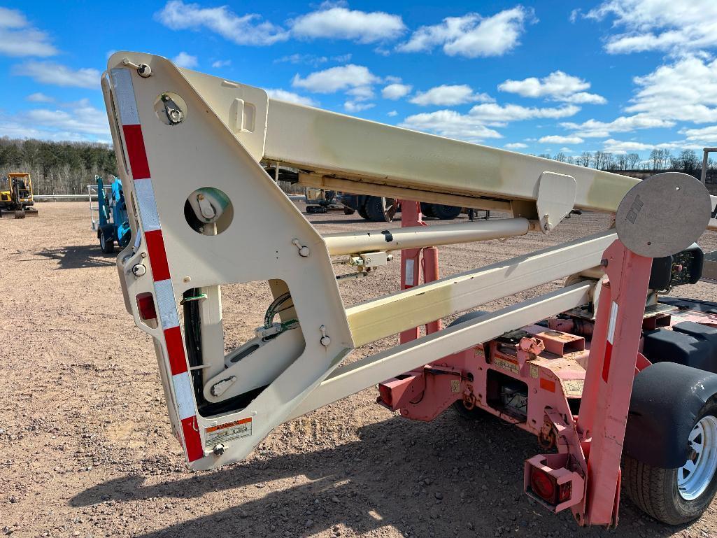 2006 JLG T350 electric powered towable boom lift, 35' lift, outriggers, ball hitch, operational, 597