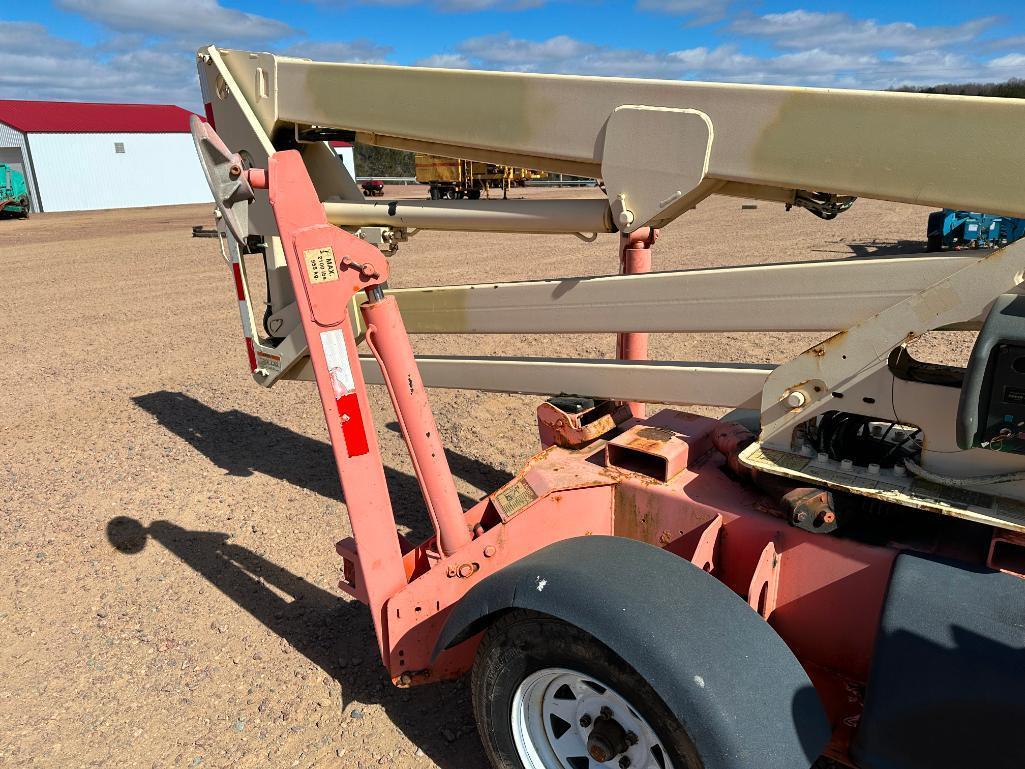 2006 JLG T350 electric powered towable boom lift, 35' lift, outriggers, ball hitch, operational, 597