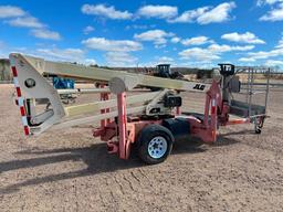 2006 JLG T350 electric powered towable boom lift, 35' lift, outriggers, ball hitch, operational, 597
