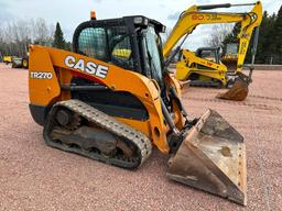 2016 Case TR270 track skid steer, cab w/AC, 12 1/2" rubber tracks, aux hyds, bucket, pilot controls,