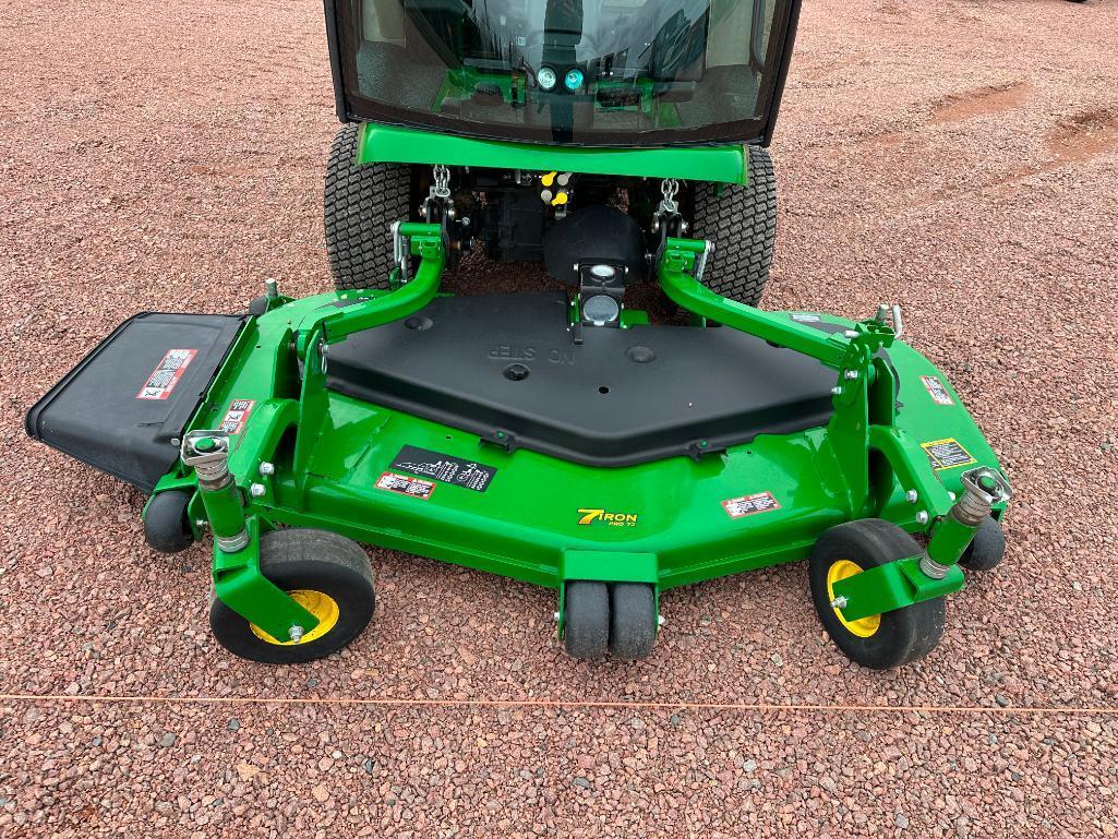 2019 John Deere 1575 front mount lawn mower, cab w/heat & AC, 4x4, hydro trans, 7 Iron Pro 72" deck,