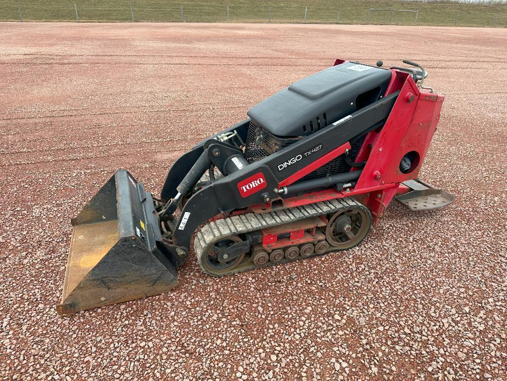 2013 Toro Dingo TX427 walk behind track skid steer, Kohler gas engine, 6" rubber tracks, bucket, aux