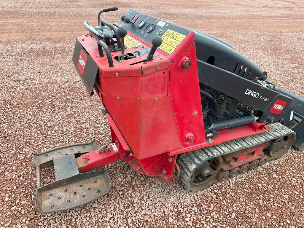 2013 Toro Dingo TX427 walk behind track skid steer, Kohler gas engine, 6" rubber tracks, bucket, aux