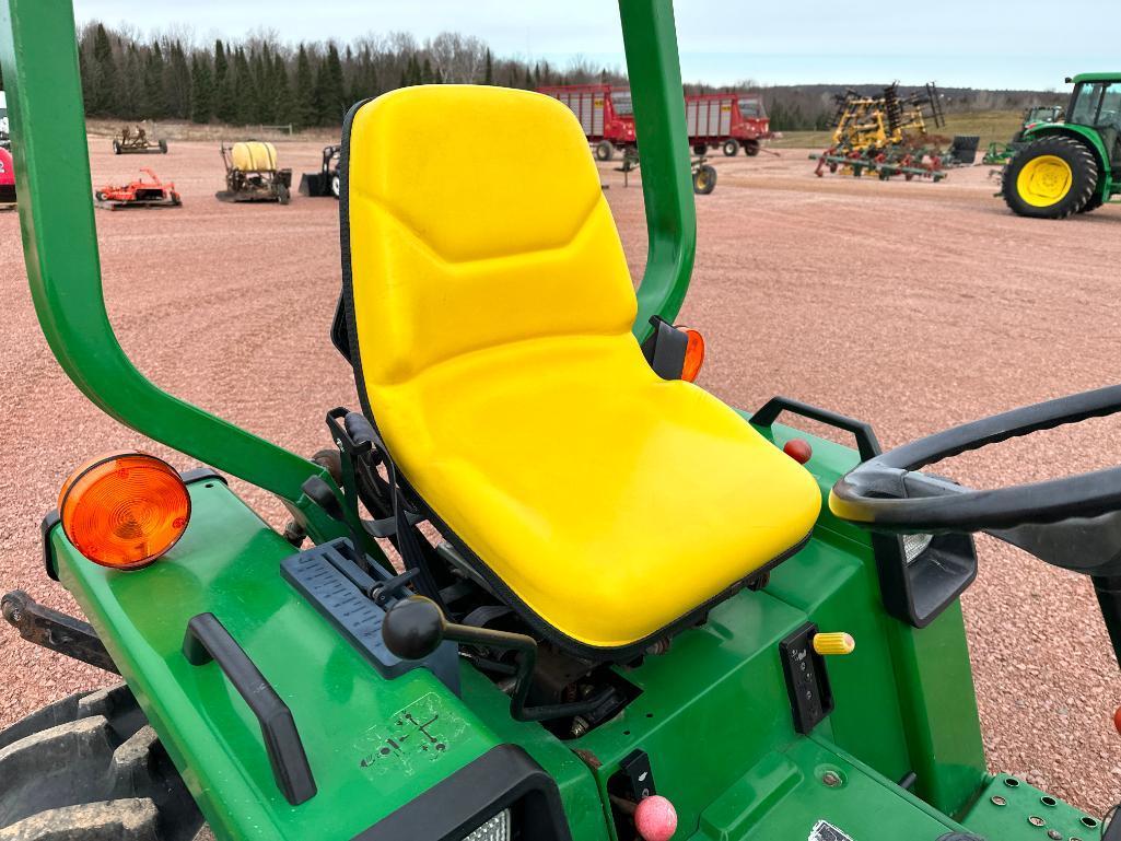 1993 John Deere 755 compact tractor, open station, 4x4, John Deere 70 loader, hydro trans, bar