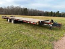 (TITLE) 2013 Felling FT-40-2LP 20-ton tandem axle flatbed tag trailer, 20' deck, 5' beaver tail w/