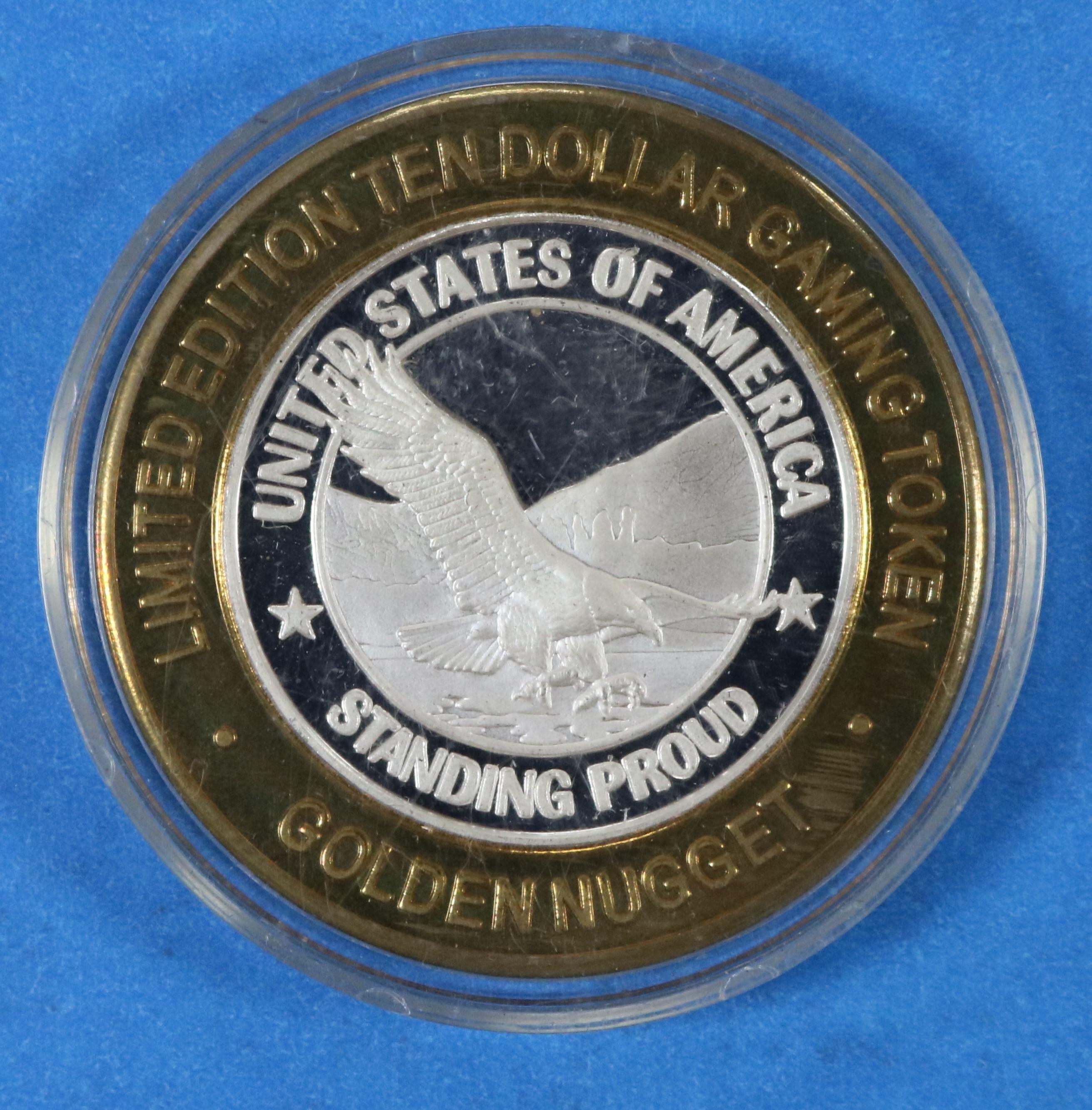 Golden Nugget Limited Edition Ten Dollar Gaming Token 999 Fine Silver