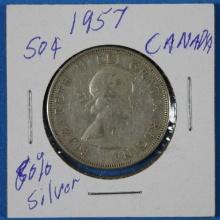 1957 Canadian Silver 50 Cents Coin