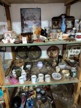 Shelf of metal plates and glass three shelves