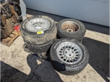 4 Fox Body Mustang GT Wheels & Tires, 1 Tire Shredded