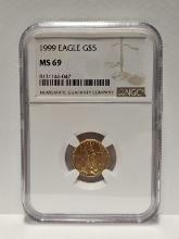 1999 American Eagle 1/10oz Gold Coin NGC MS69