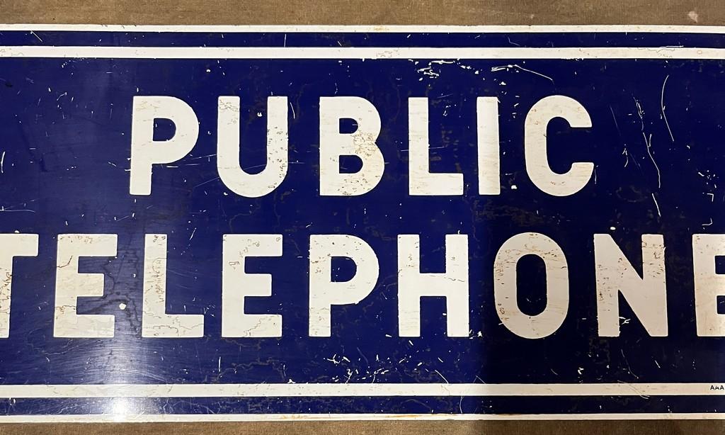 Vintage Bell System Public Telephone Painted Metal Sign