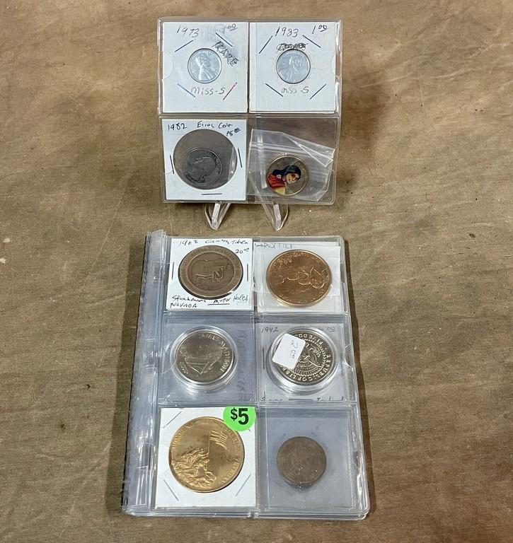 Collection Of Old Coins & Tokens