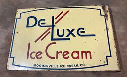 Rare Deluxe Ice Cream Painted Heavy Metal Flange Sign