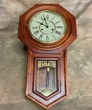 Vintage Cherry Case Waltham 31 Day Chime Wall Regulator Clock