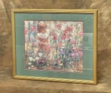 Framed Print of "Hide and Seek" Pastels in Gold Frame