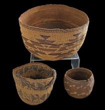 3 NATIVE AMERICAN BASKETS.