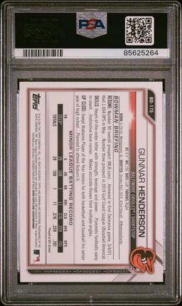 Graded 2021 Topps Bowman Draft Gunnar Henderson #BD175 Rookie RC Baseball Card PSA 10 Gem Mint