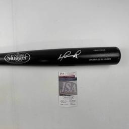Autographed/Signed David Ortiz Black Louisville Slugger Baseball Bat JSA COA