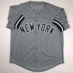 Autographed/Signed Reggie Jackson New York Grey Baseball Jersey JSA COA