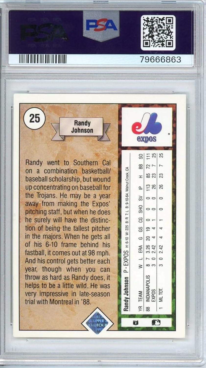 Graded 1989 Upper Deck UD Randy Johnson #25 Rookie RC Baseball Card PSA 10 Auto Grade Gem Mint