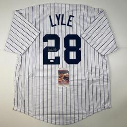 Autographed/Signed Sparky Lyle New York Pinstripe Baseball Jersey JSA COA