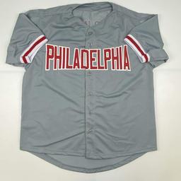 Autographed/Signed John Kruk Philadelphia Grey Baseball Jersey JSA COA