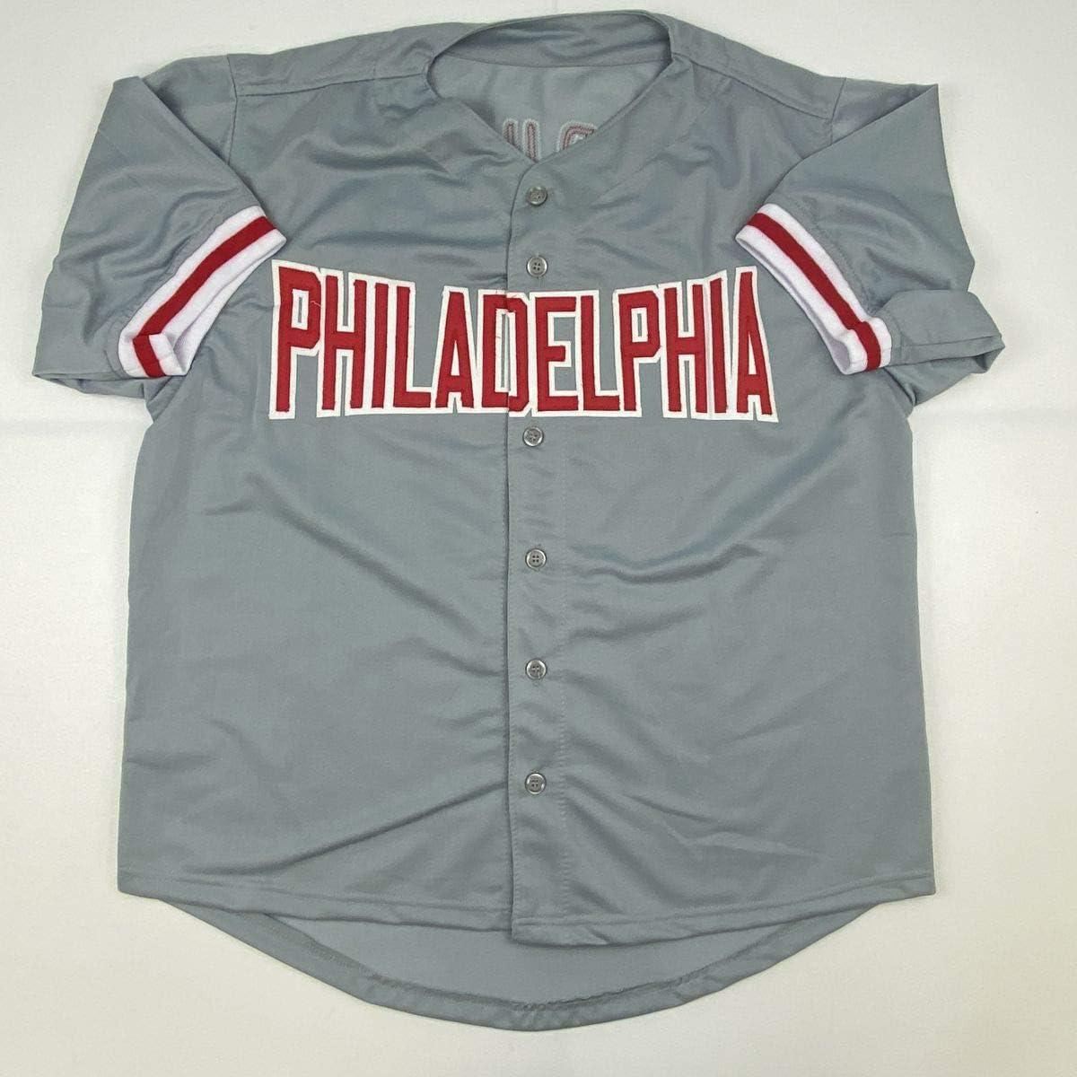Autographed/Signed John Kruk Philadelphia Grey Baseball Jersey JSA COA