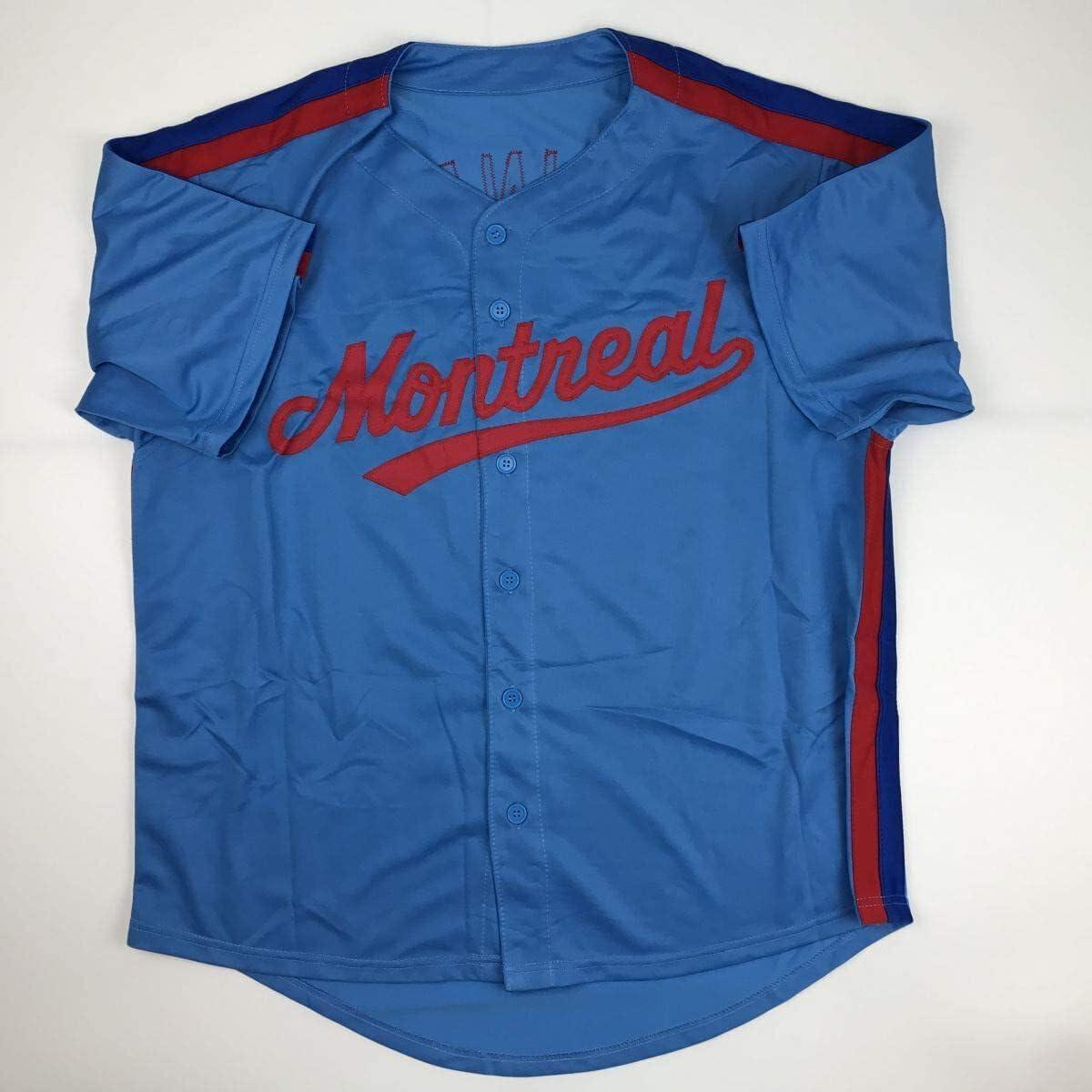 Autographed/Signed Tim Raines Montreal Blue Baseball Jersey JSA COA