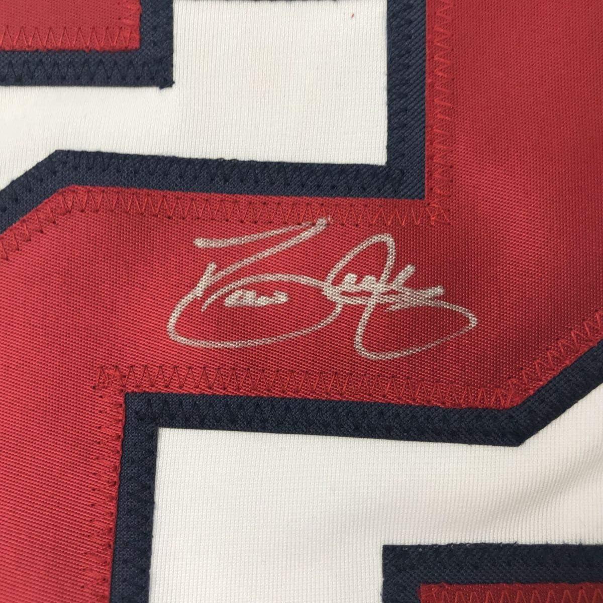 Autographed/Signed David Justice Atlanta White Baseball Jersey JSA COA