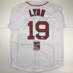 Autographed/Signed Fred Lynn Boston White Baseball Jersey JSA COA