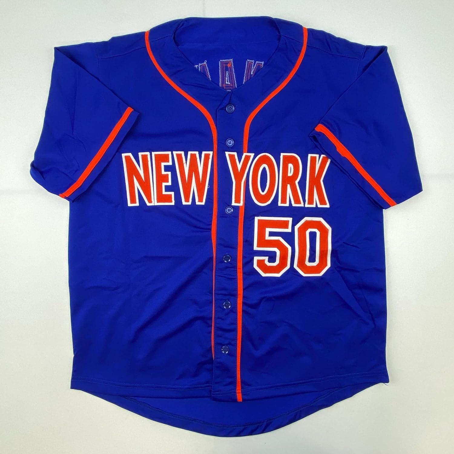 Autographed/Signed Sid Fernandez 86 WSC New York Blue Baseball Jersey JSA COA