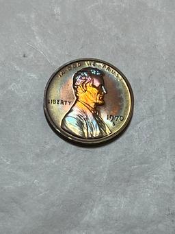 1970 S Lincoln Cent Proof Rainbow Toning