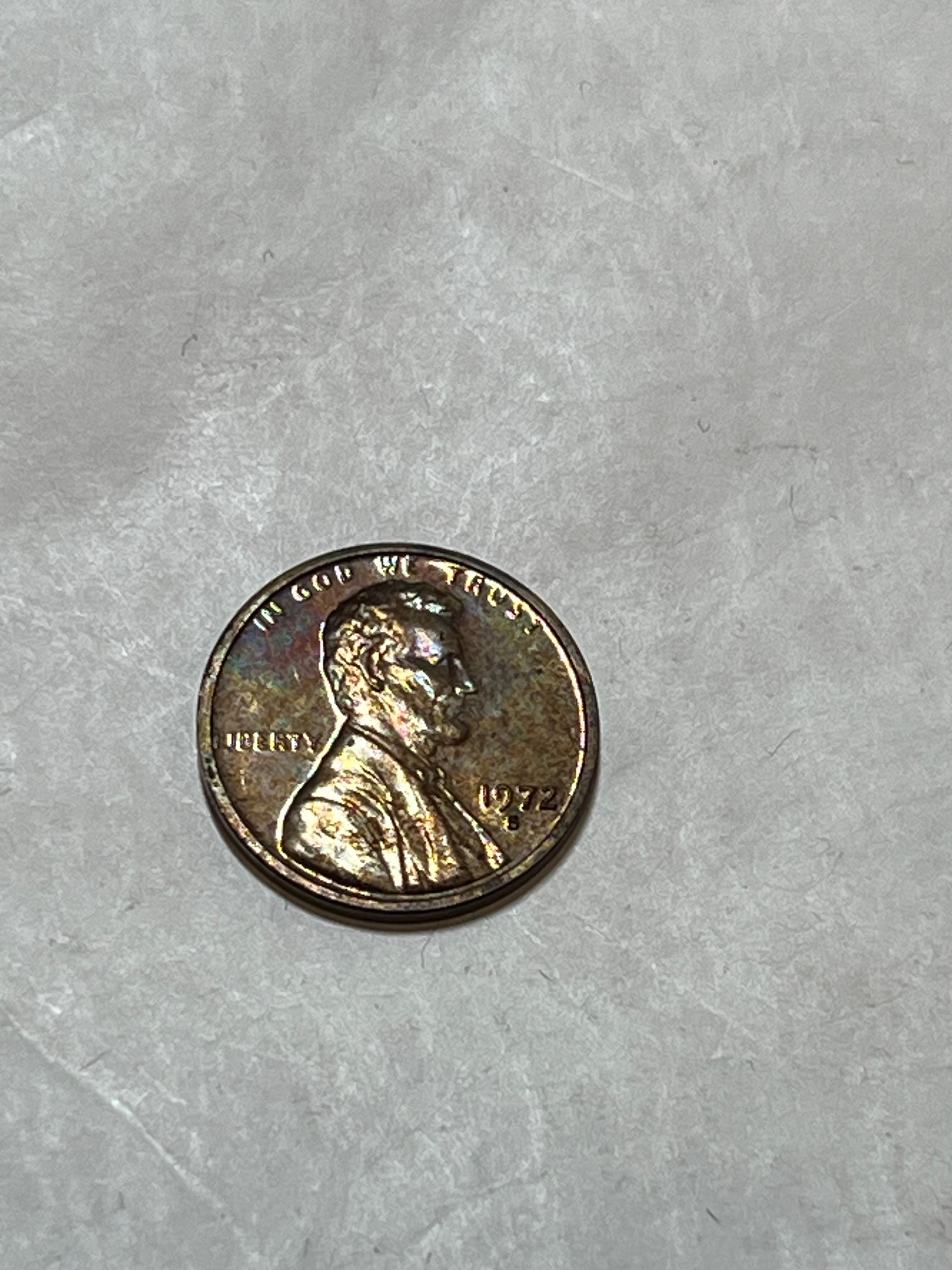 1972 S Lincoln Cent Proof Rainbow Toning