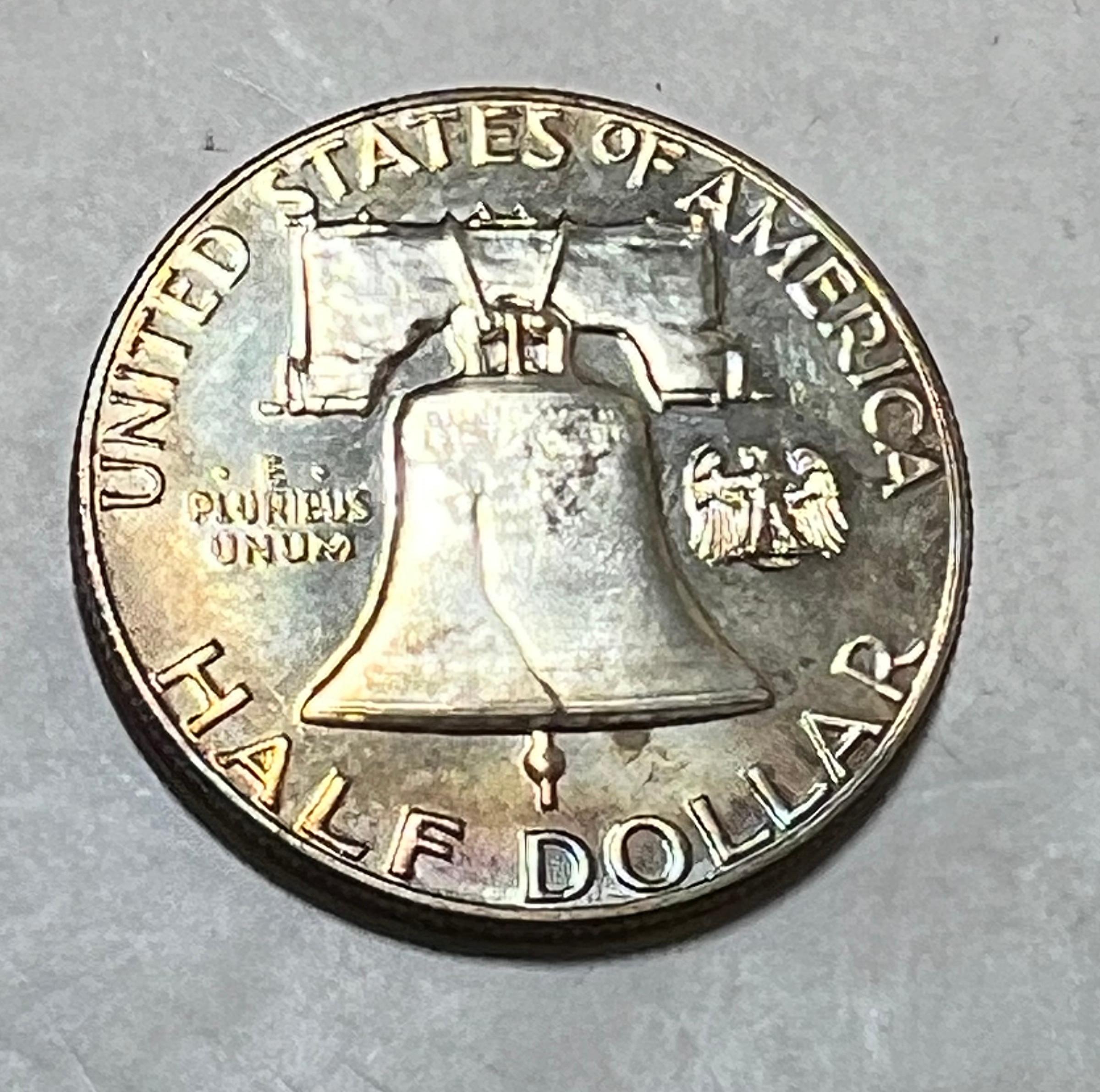 1963 Franklin Half Dollar PROOF Rainbow Toning