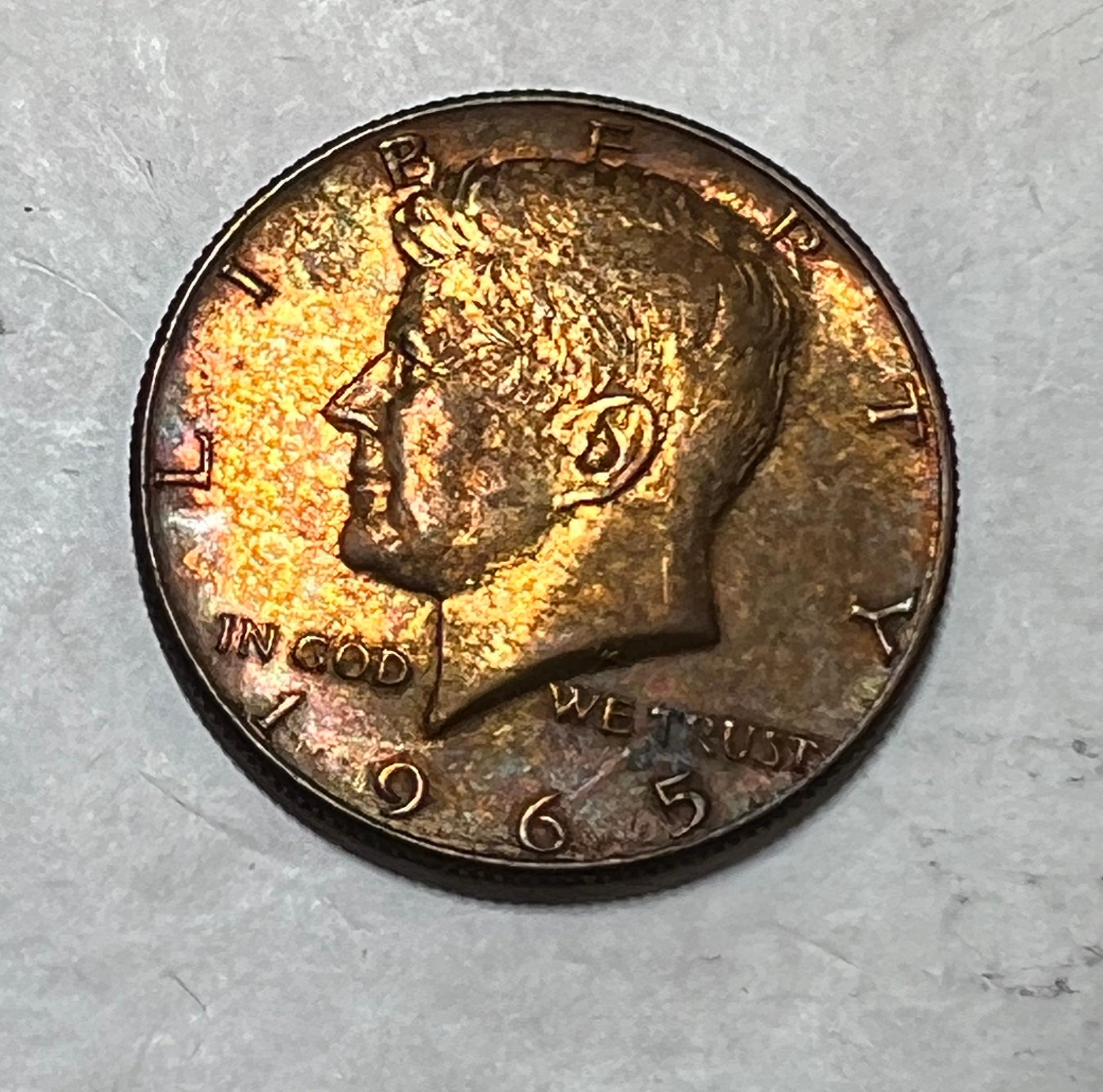 1965 Kennedy Half Dollar BU Rainbow Toning