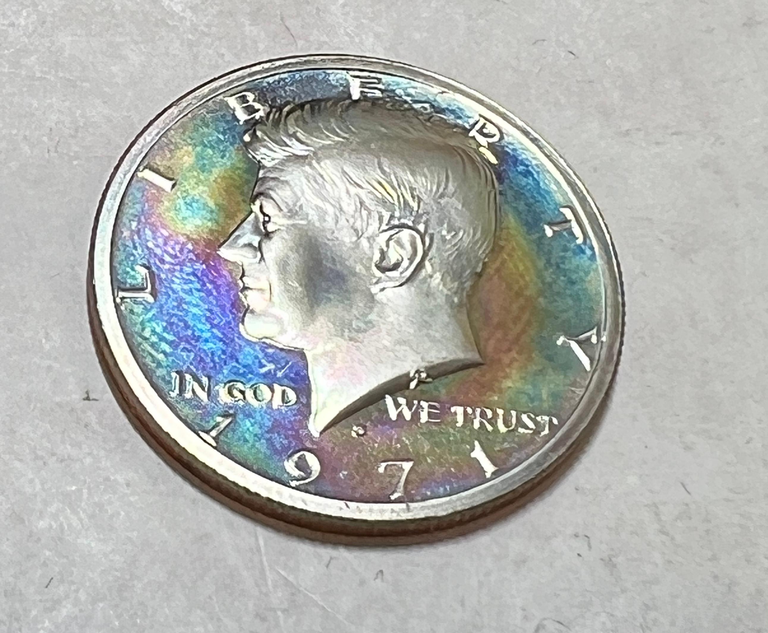 1971 S Kennedy Half Dollar PROOF Rainbow Toning