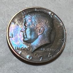 1974 S Kennedy Half Dollar PROOF Rainbow Toning