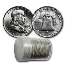 Roll of 20 Franklin Halves - Average Circulation