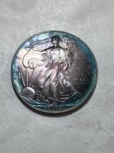 2004 1 oz. Silver American Eagle $1 BU Rainbow Toning