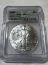 2002 1 oz. Silver American Eagle MS70 ICG