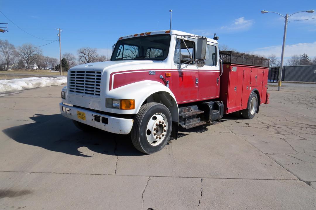 1999 IHC Crew Cab Model 4700 Service Truck, VIN#1HTSCABM5XH215524, 145,423 Miles, 7,387 Hours, T444E