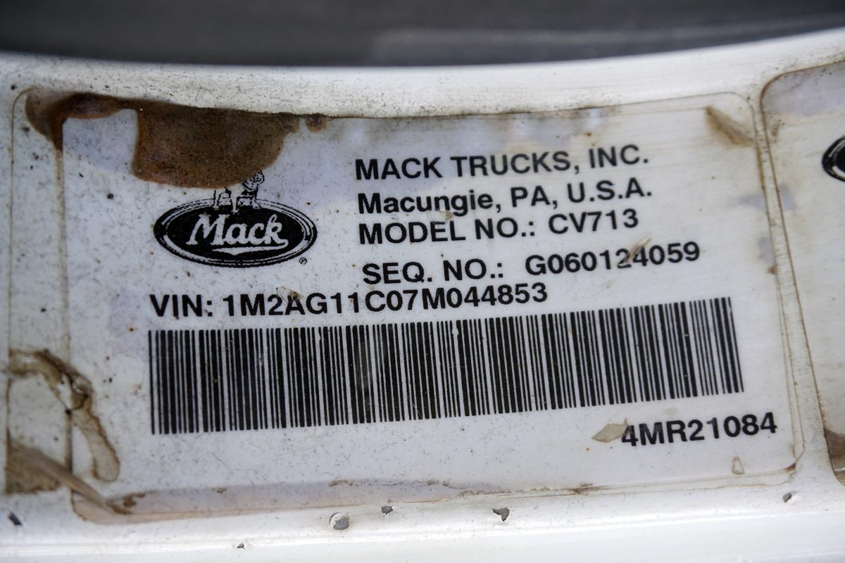 2007 Mack Model CV713 "Granite" Triple Axle Conventional Dump Truck, VIN# 1M2AG11CO7M044853, Mac