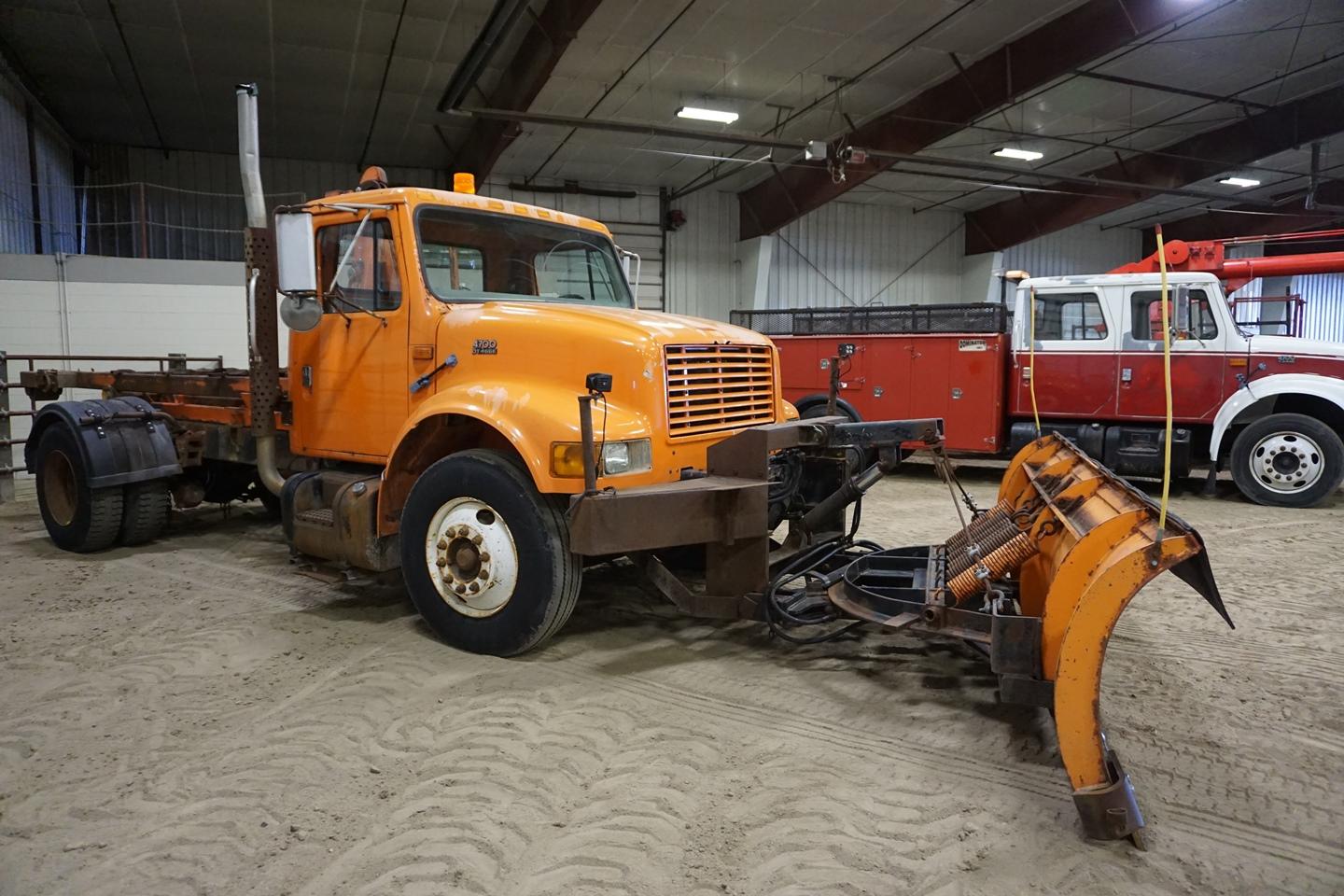 1999 IHC Model 4700 1-Axle Hook Truck, VIN# 1HTSCAARXXR656501, DT466E Diesel Engine, Allison Automat