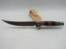 Fixed Blade Knife with Hand Made Leather Sheath