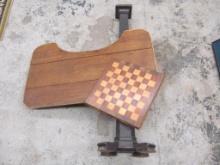 Wooden & Wrought Iron Candleholders, Checker/Chess Board & Lap Board