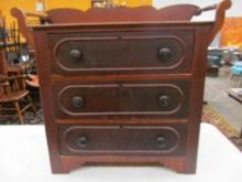 (3) Drawer Walnut Race Track Dresser