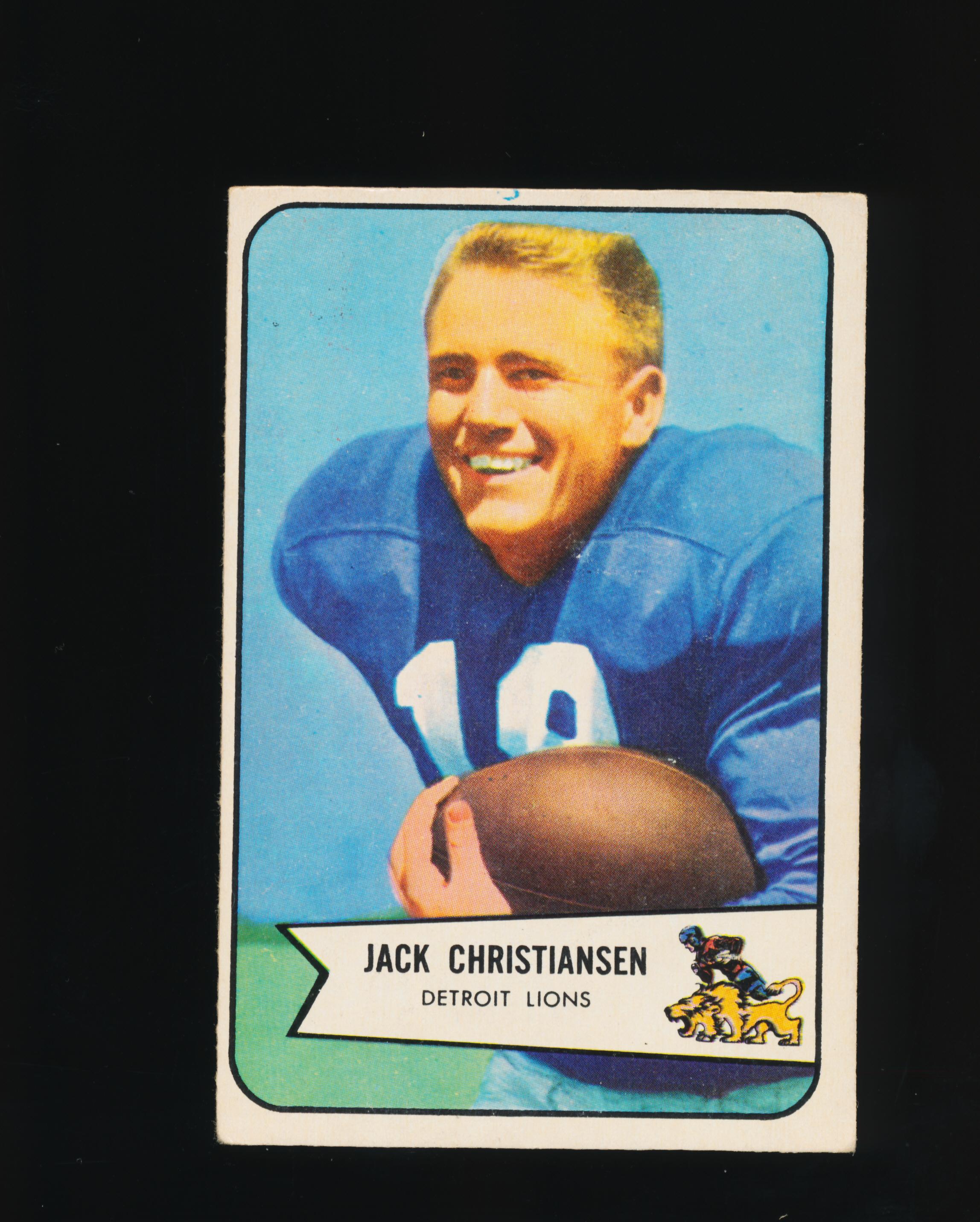 1954 Bowman Football Card #100 Hall of Famer Jack Christiansen Detroit Lion