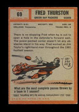 1962 Topps Football Card #69 Fred Thurston Green Bay Packers